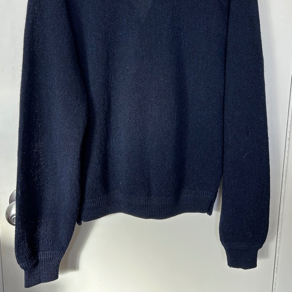 Ladies Bucknit Peruvian Alpaca Navy cardigan - Picture 3 of 5